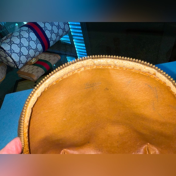 Vintage Gucci Mini Print Cosmetic Case Travel Clutch Brown - Picture 10 of 12